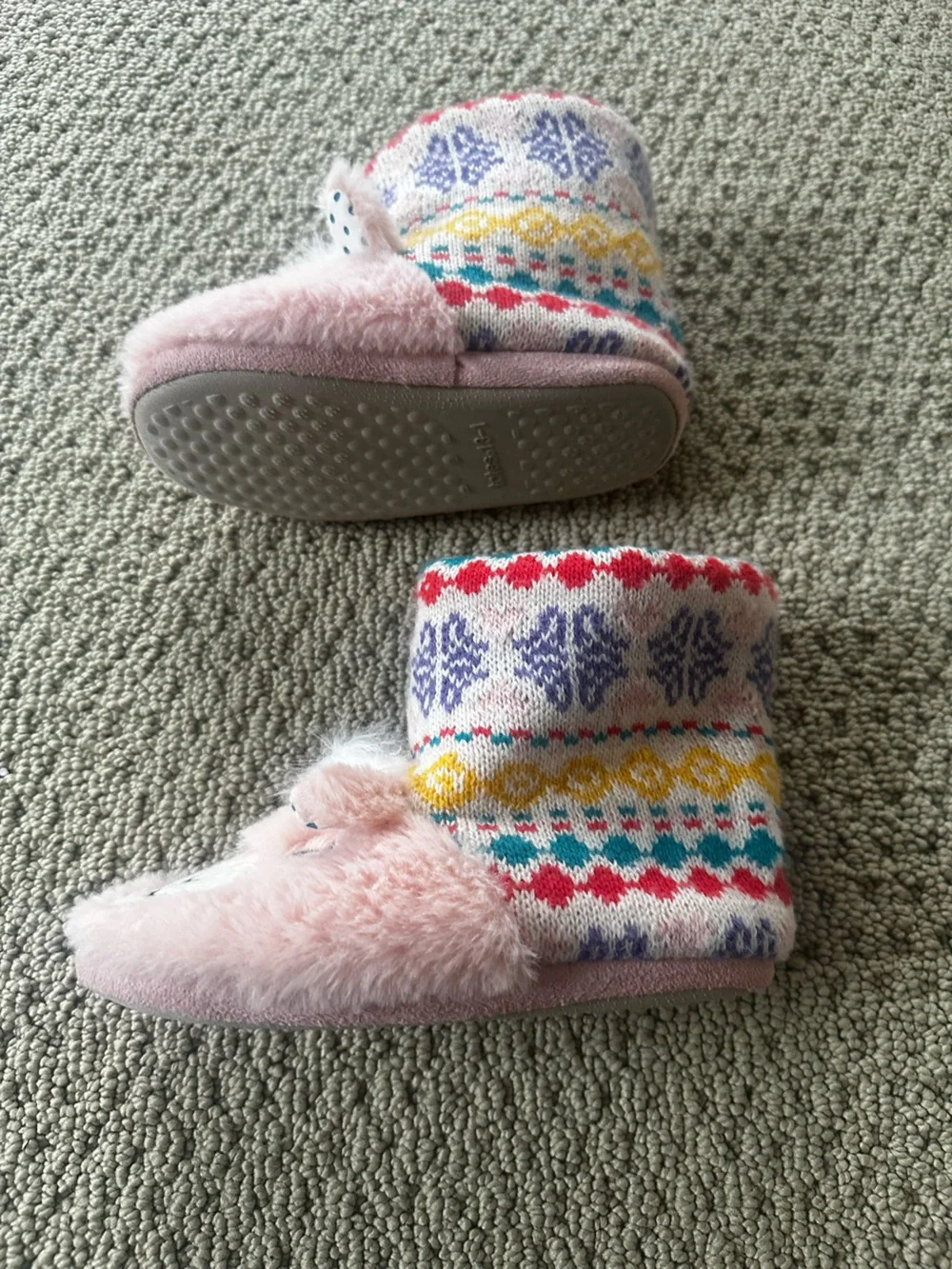 Totes Kids Pink Faux-Fur Llama Bootie Slippers size 13 size 1 youth pink